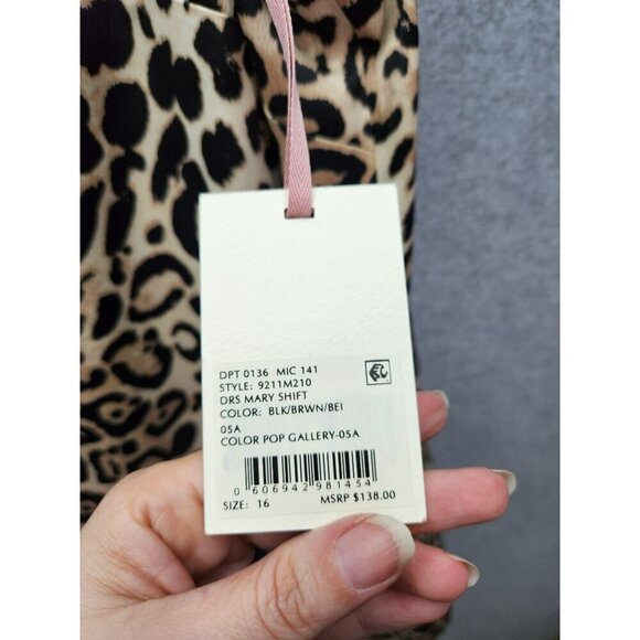 Alex Marie Leopard Print Sleeveless Shift Dress Size 16 New With Tags - Picture 3 of 5